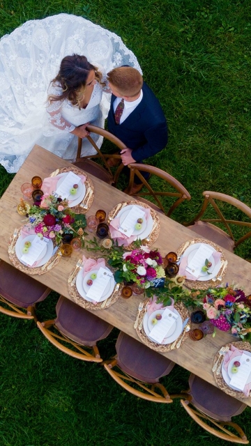 Bride and Groom Guest Table Straight Down