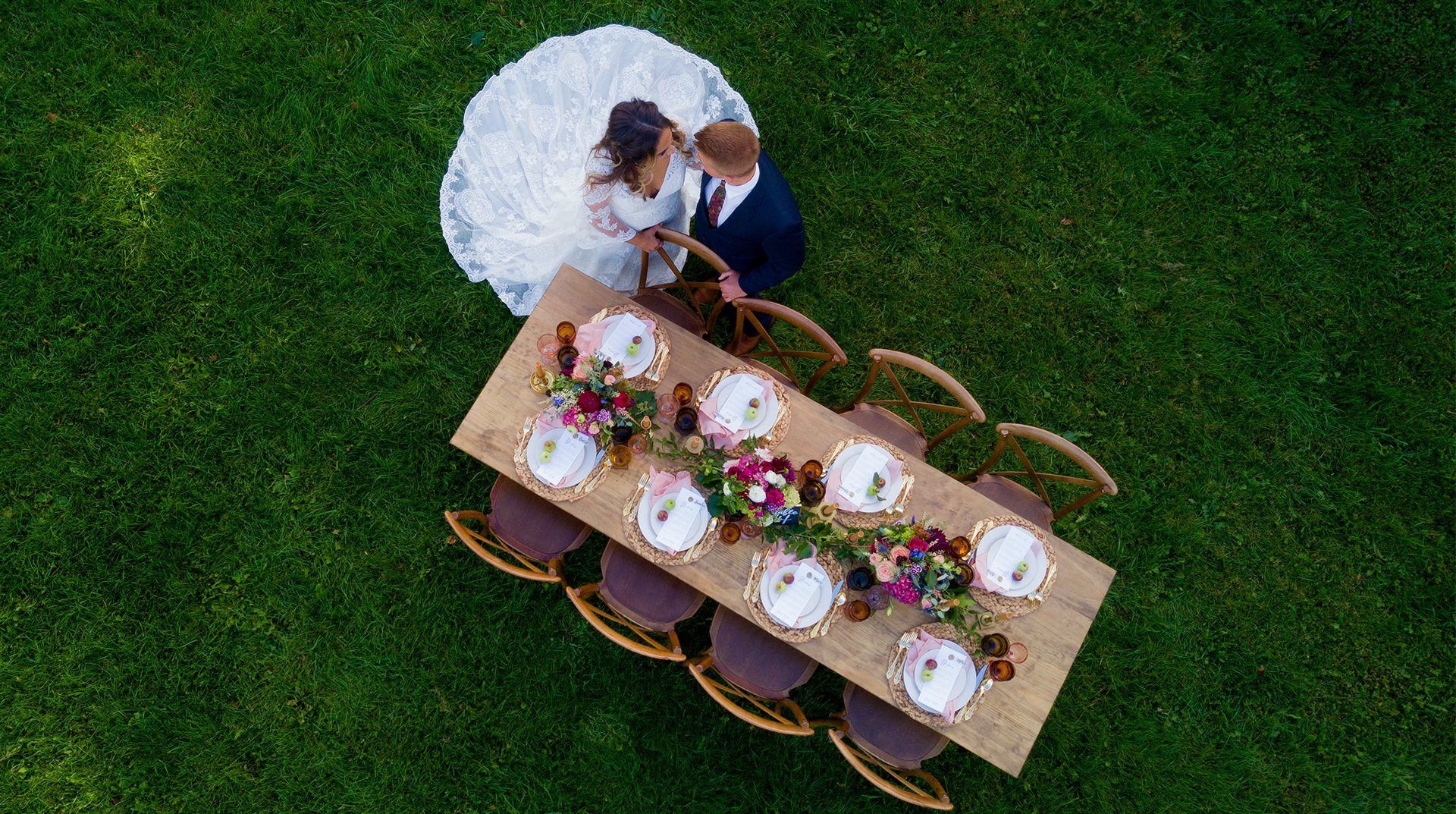 Bride and Groom Guest Table Straight Down