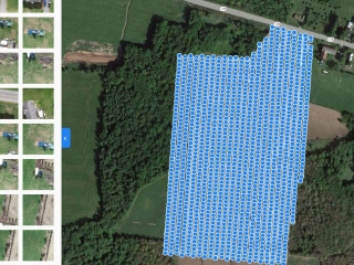 Blue dots over flight path